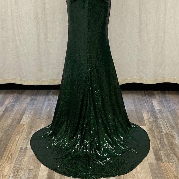 NEW LONG OFF THE SHOULDER EMBROIDERED SEQUIN DRESS WITH ZIPPER BACK NX R1203 - Picture 9 of 9